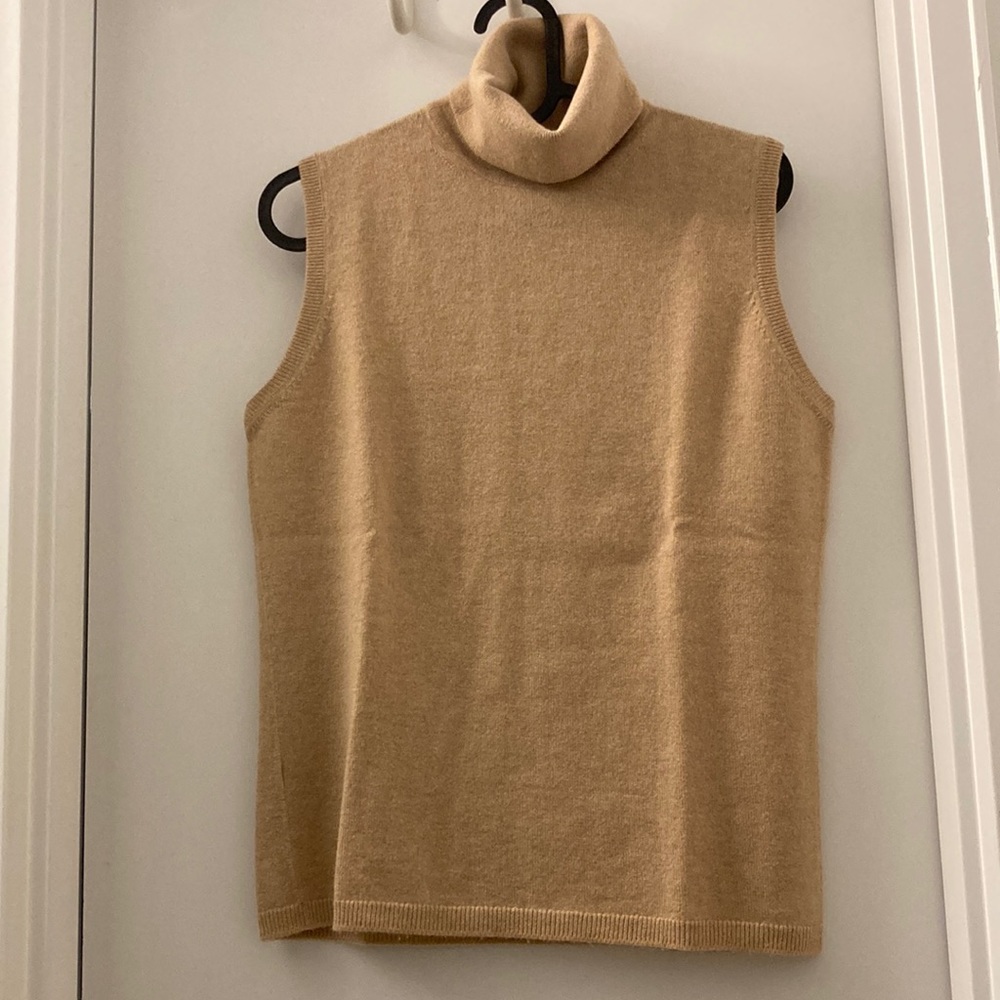 NWOT Brooks Brothers Womens Italian Cashmere Sleeveless Turtleneck